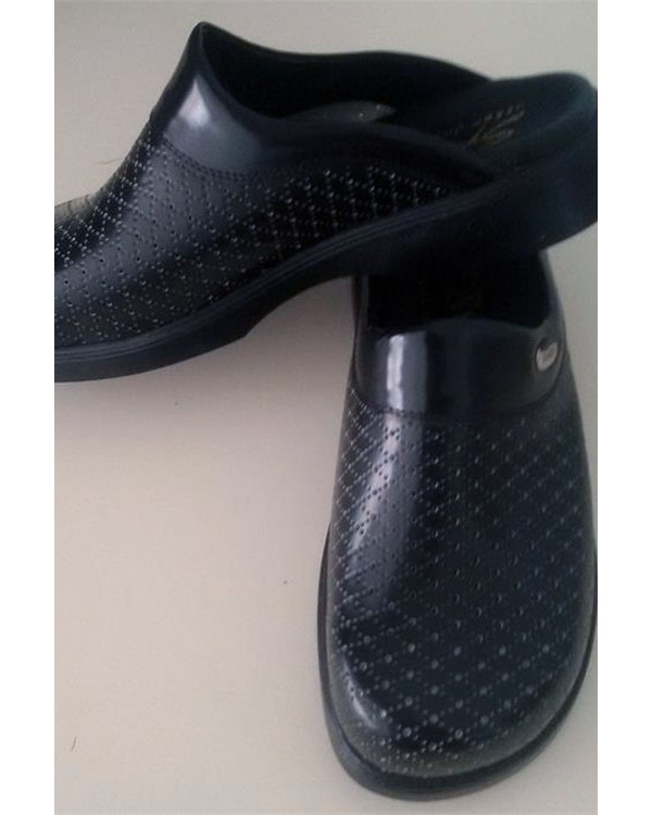 Sabo Terlik Bayan %100 Deri Siyah Baklava Desenli