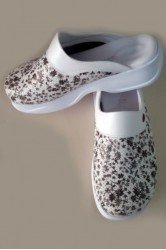 Bayan Sabo Terlik Siyah Çiçekli Desenli Ortopedik